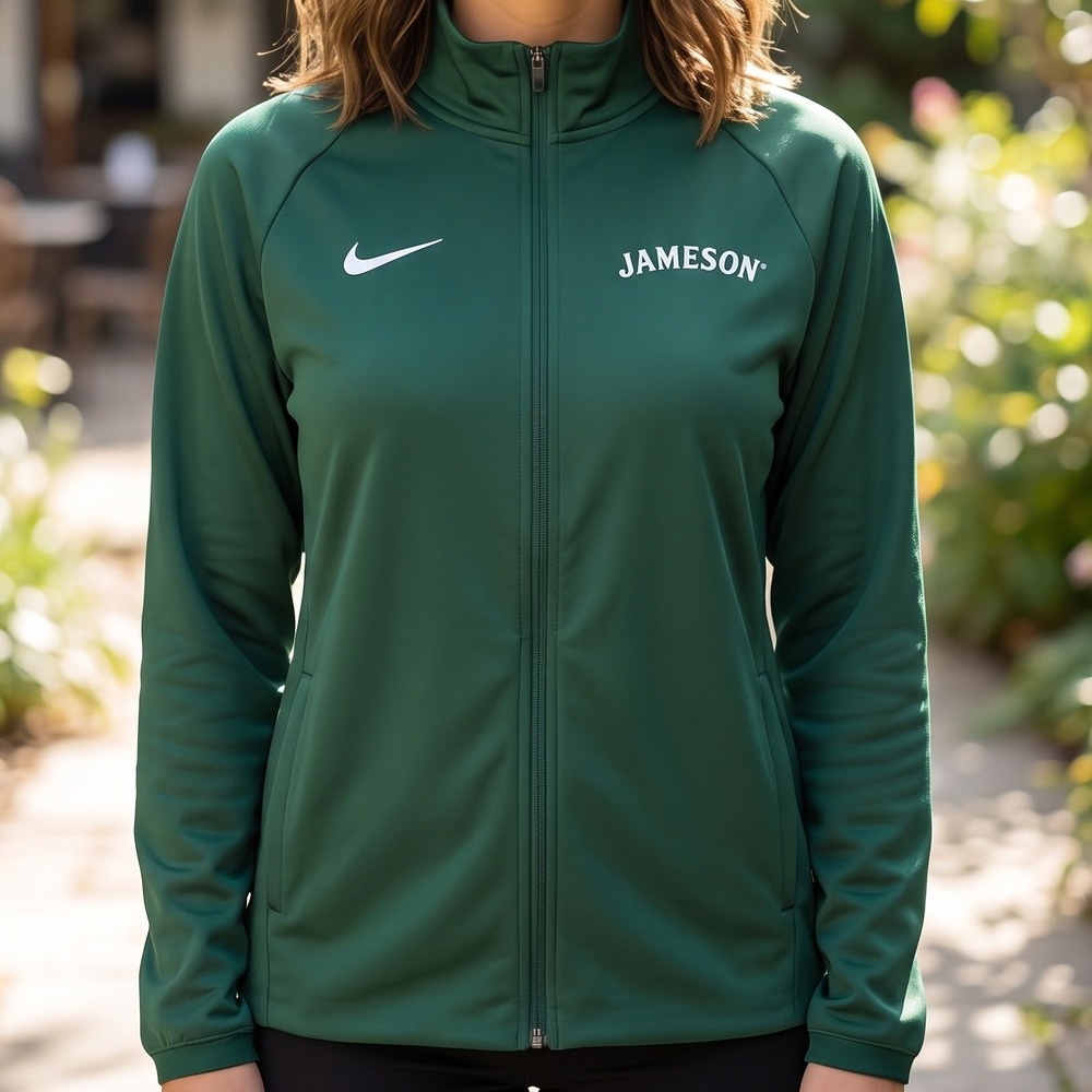 Nike Dri-FIT Jameson Whiskey Track Jacket Forest Green Full Zip Women M
